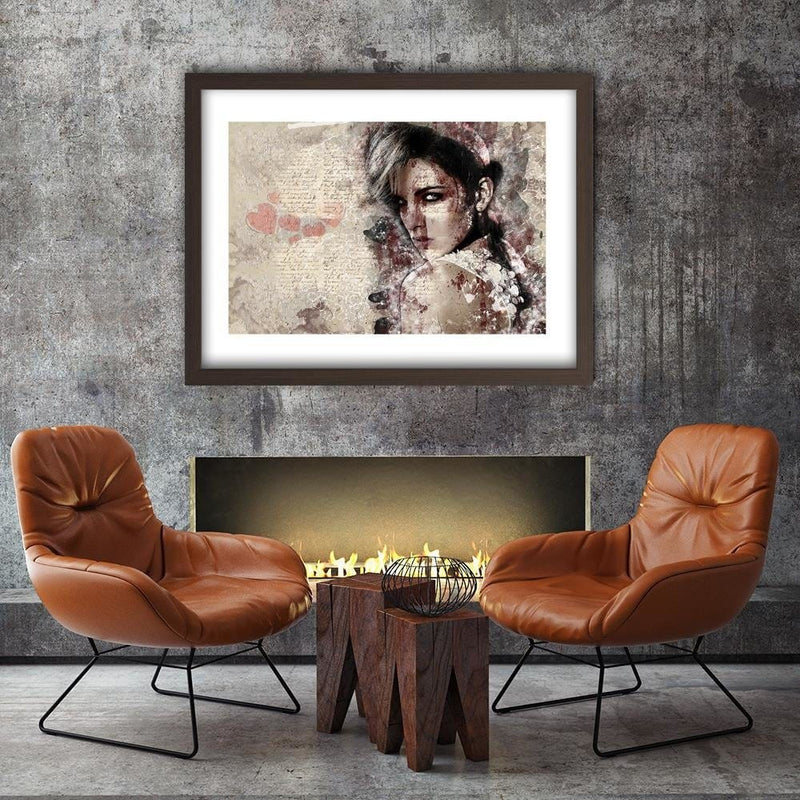 Glezna brūnā rāmī - Beautiful Woman Abstraction  Home Trends DECO