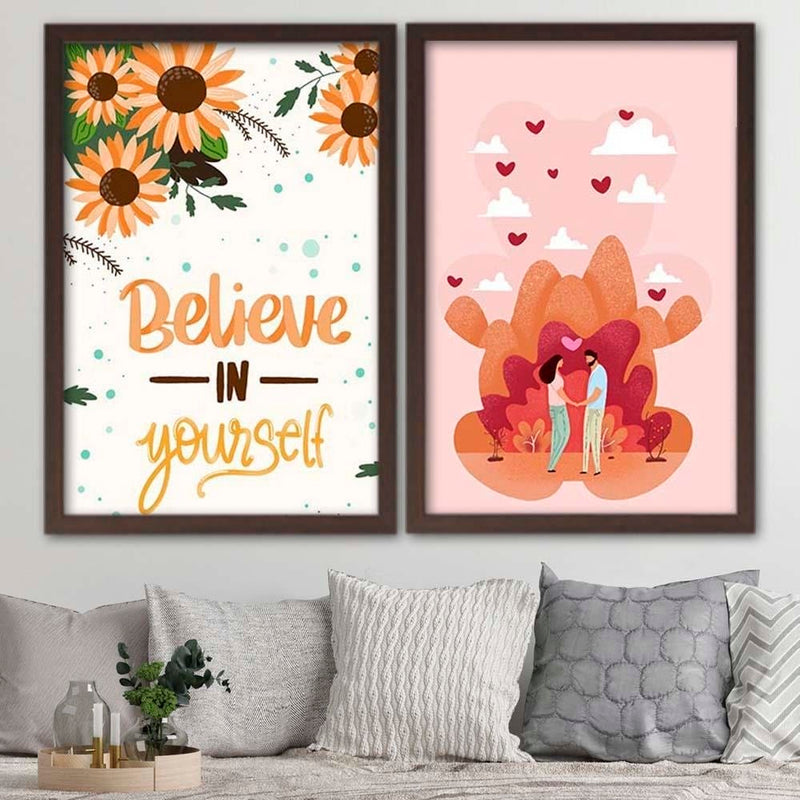 Glezna brūnā rāmī - Believe In Yourself  Home Trends DECO