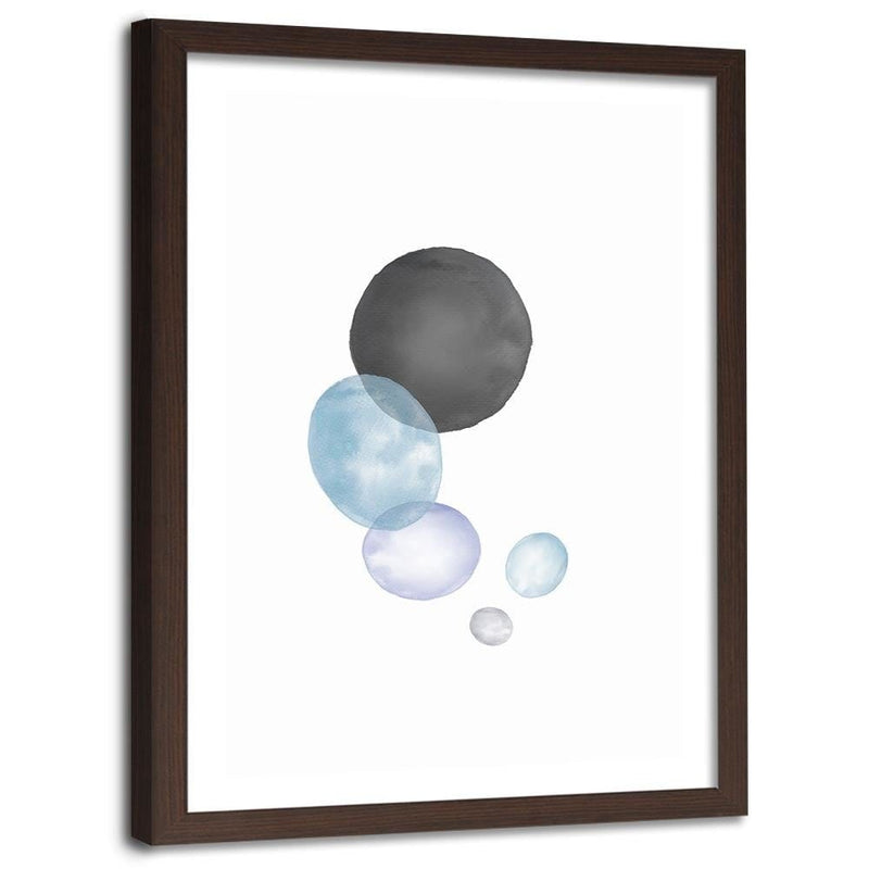 Glezna brūnā rāmī - Black And Blue Circles  Home Trends DECO