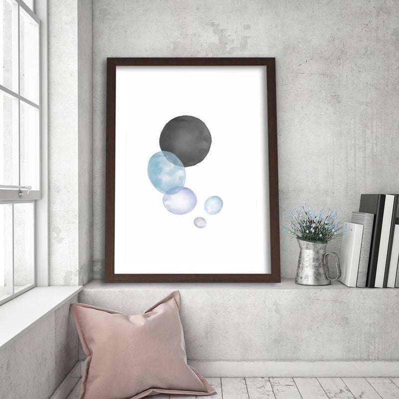 Glezna brūnā rāmī - Black And Blue Circles  Home Trends DECO