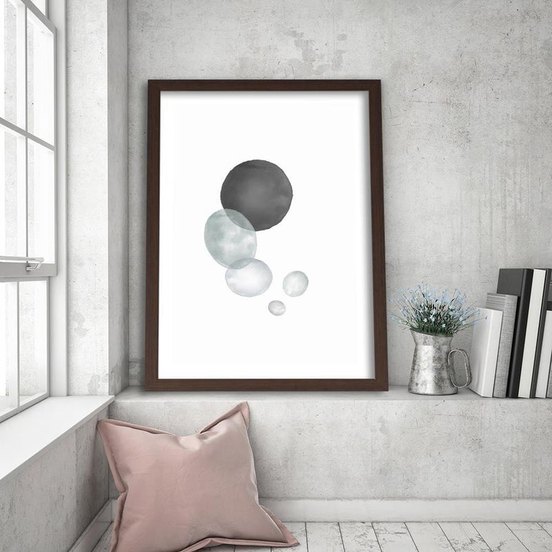 Glezna brūnā rāmī - Black And Gray Circles  Home Trends DECO