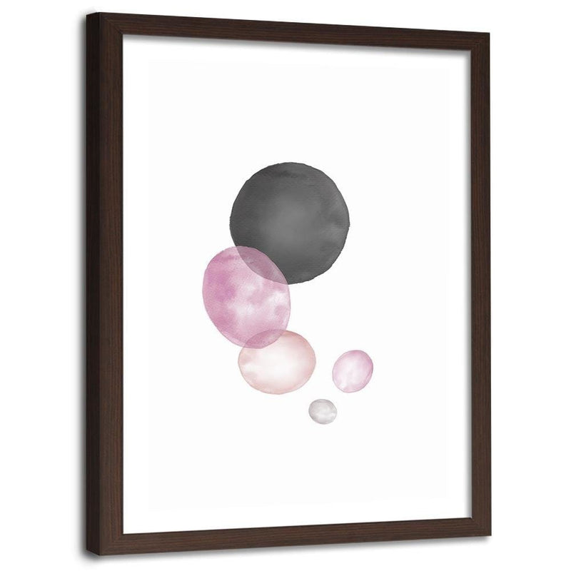 Glezna brūnā rāmī - Black And Pink Circles  Home Trends DECO