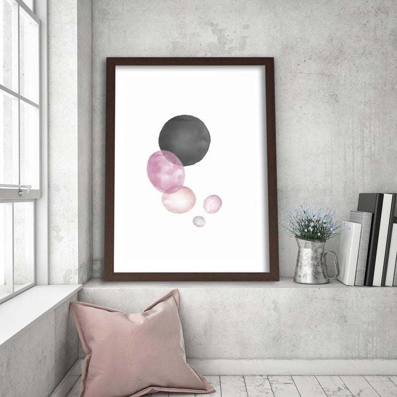 Glezna brūnā rāmī - Black And Pink Circles  Home Trends DECO