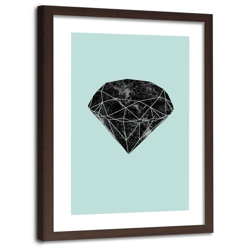 Glezna brūnā rāmī - Black Diamond On A Blue Background  Home Trends DECO