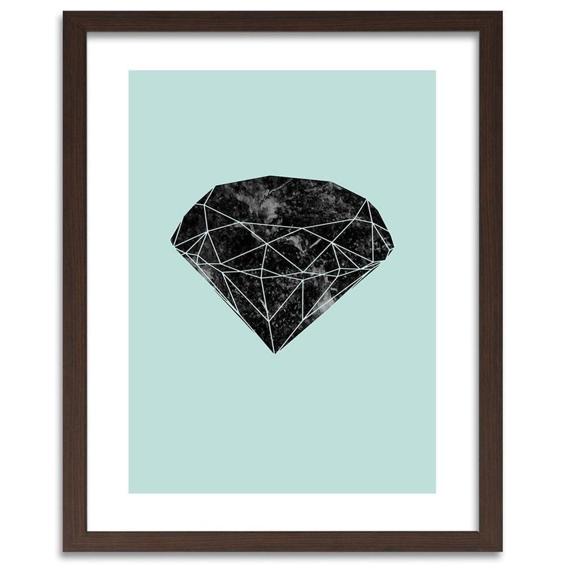 Glezna brūnā rāmī - Black Diamond On A Blue Background  Home Trends DECO