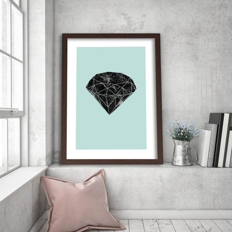 Glezna brūnā rāmī - Black Diamond On A Blue Background  Home Trends DECO