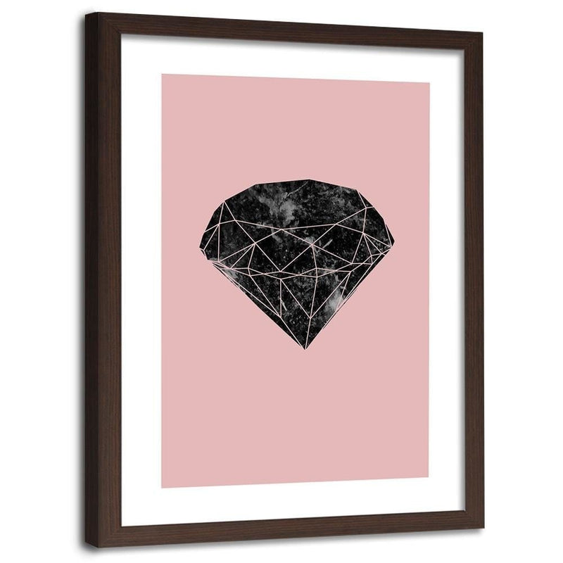 Glezna brūnā rāmī - Black Diamond On A Pink Background  Home Trends DECO