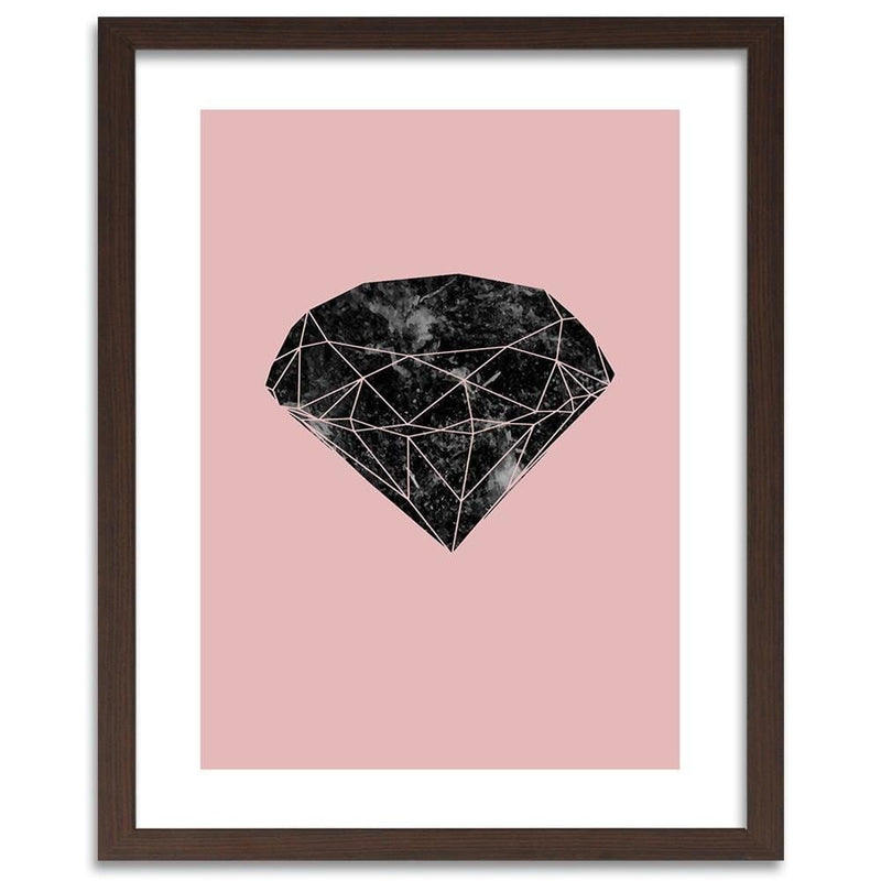 Glezna brūnā rāmī - Black Diamond On A Pink Background  Home Trends DECO