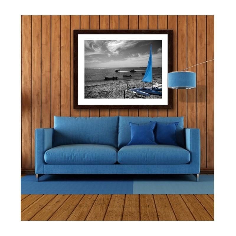 Glezna brūnā rāmī - Blue catamaran  Home Trends DECO