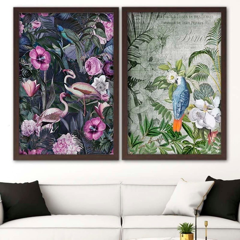 Glezna brūnā rāmī - Blue Parrot  Home Trends DECO