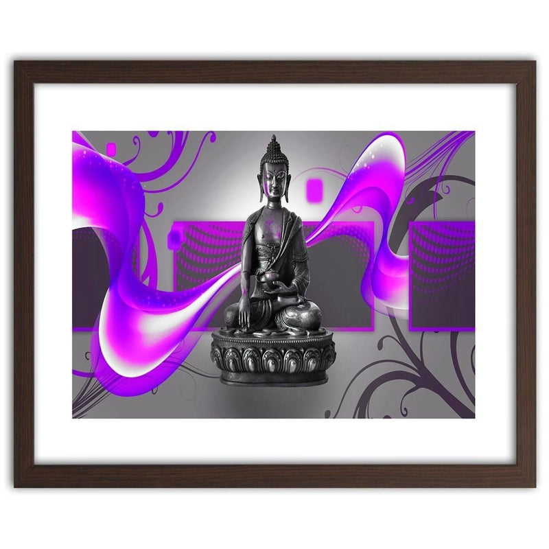 Glezna brūnā rāmī - Buddha Abstraction Purple  Home Trends DECO