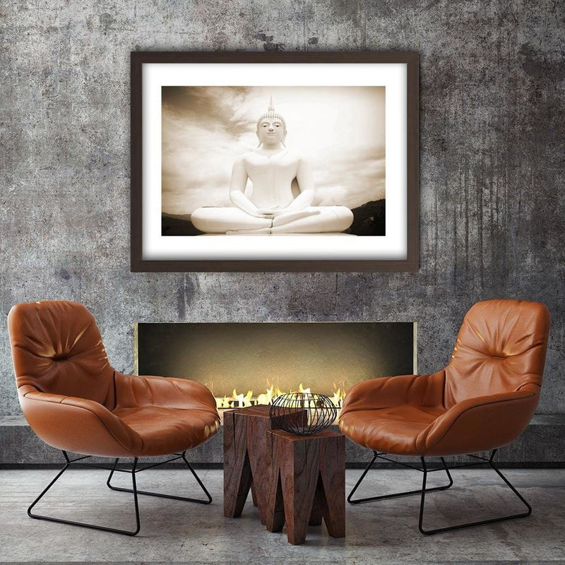 Glezna brūnā rāmī - Buddha And The Sky  Home Trends DECO