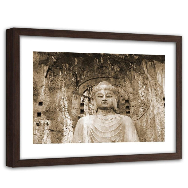 Glezna brūnā rāmī - Buddha In Front Of The Walls Of The Temple  Home Trends DECO