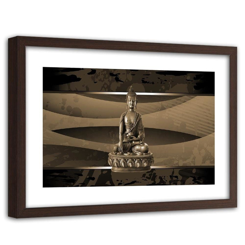 Glezna brūnā rāmī - Buddha On An Abstract Background  Home Trends DECO