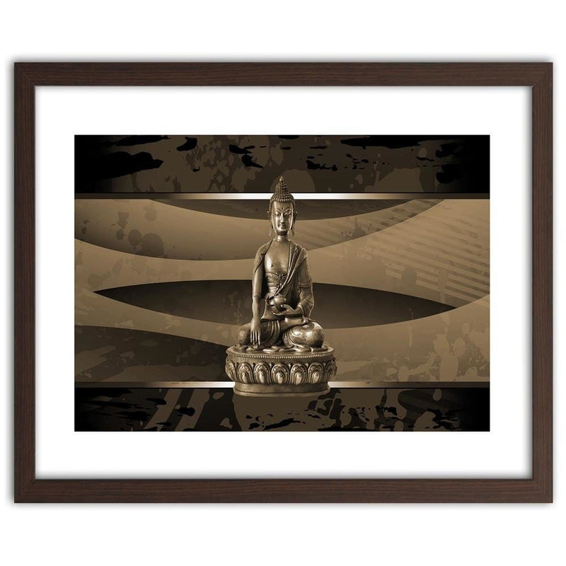 Glezna brūnā rāmī - Buddha On An Abstract Background  Home Trends DECO