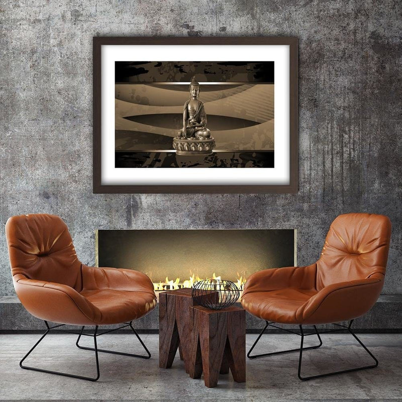 Glezna brūnā rāmī - Buddha On An Abstract Background  Home Trends DECO