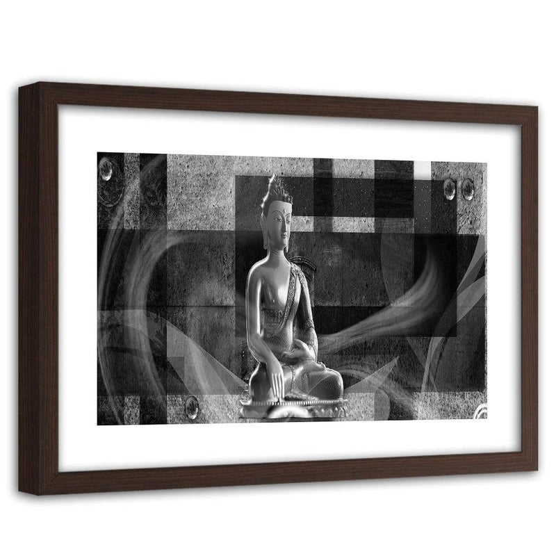 Glezna brūnā rāmī - Buddha On Geometric Background  Home Trends DECO