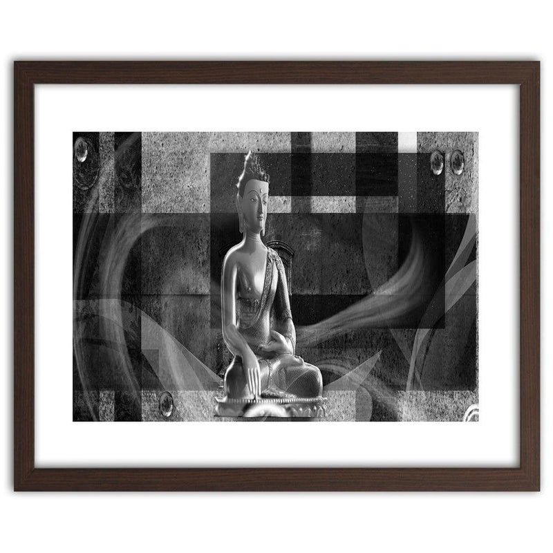 Glezna brūnā rāmī - Buddha On Geometric Background  Home Trends DECO