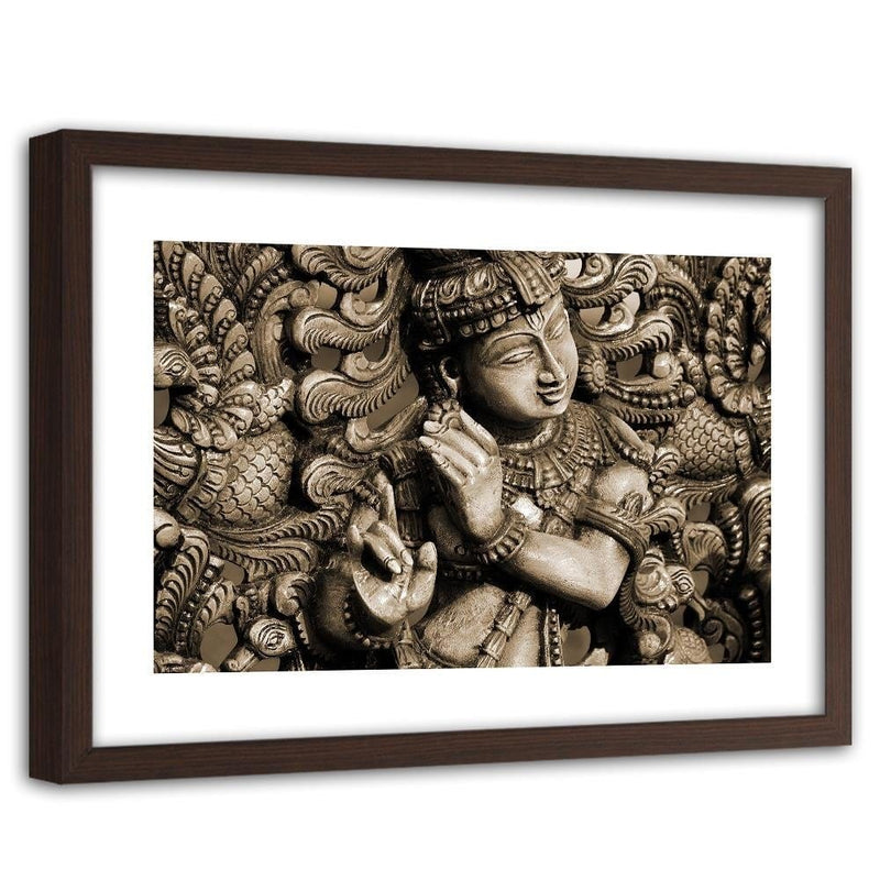 Glezna brūnā rāmī - Buddha On The Mosaic Background  Home Trends DECO