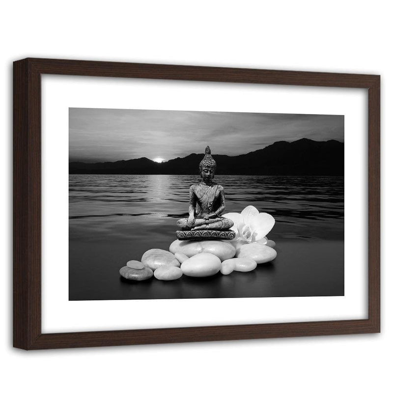 Glezna brūnā rāmī - Buddha On The Rocks  Home Trends DECO