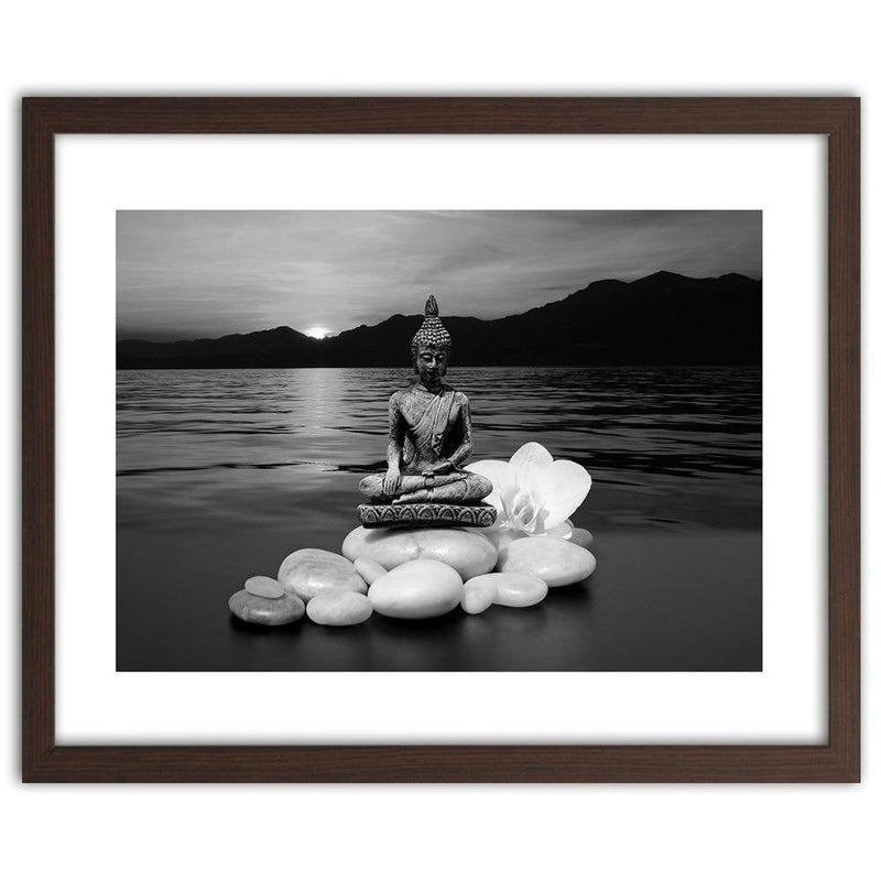 Glezna brūnā rāmī - Buddha On The Rocks  Home Trends DECO