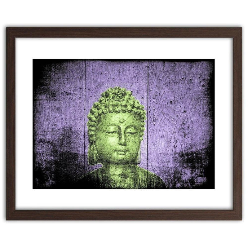 Glezna brūnā rāmī - Buddha On Wooden Background  Home Trends DECO