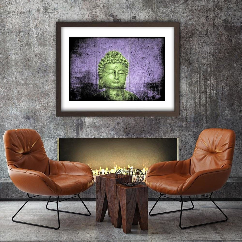 Glezna brūnā rāmī - Buddha On Wooden Background  Home Trends DECO