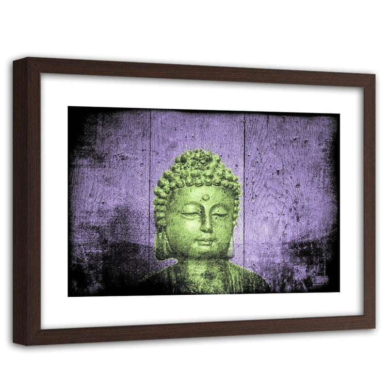 Glezna brūnā rāmī - Buddha On Wooden Background  Home Trends DECO