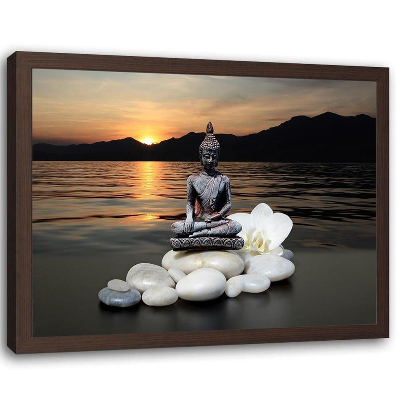 Glezna brūnā rāmī - Buddha Over The Sea  Home Trends DECO