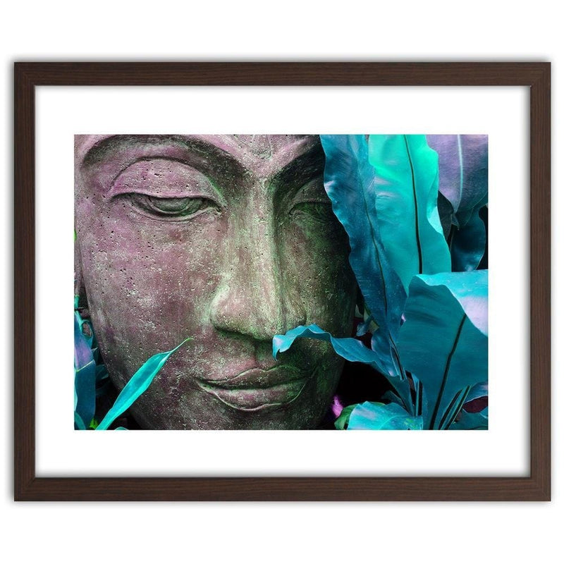 Glezna brūnā rāmī - Buddha's Face With Leaf  Home Trends DECO