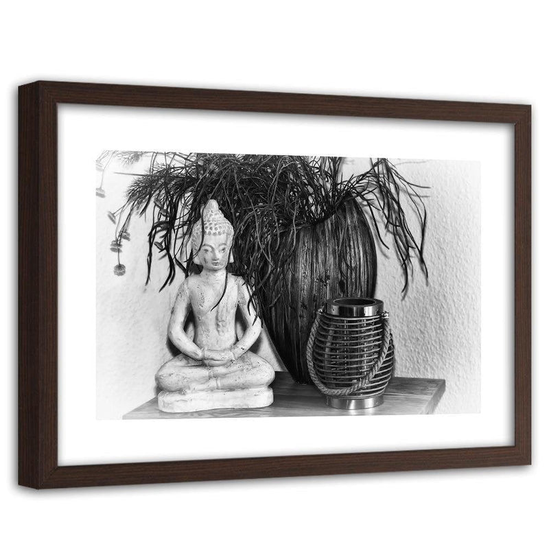 Glezna brūnā rāmī - Buddha Vase With Black And White  Home Trends DECO