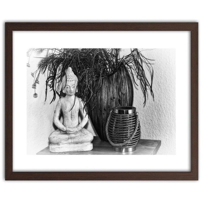 Glezna brūnā rāmī - Buddha Vase With Black And White  Home Trends DECO