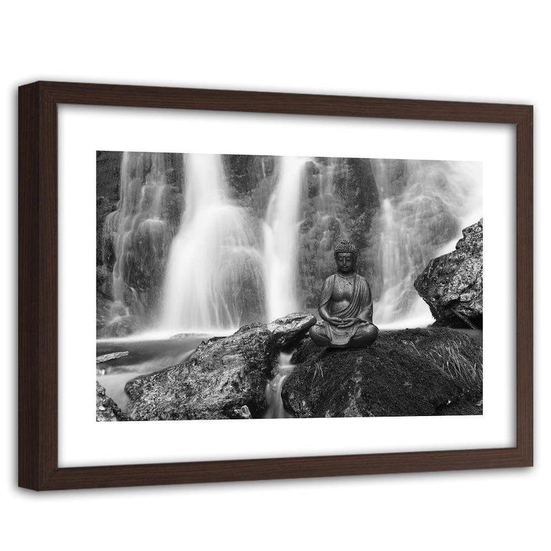 Glezna brūnā rāmī - Buddha Waterfall  Home Trends DECO