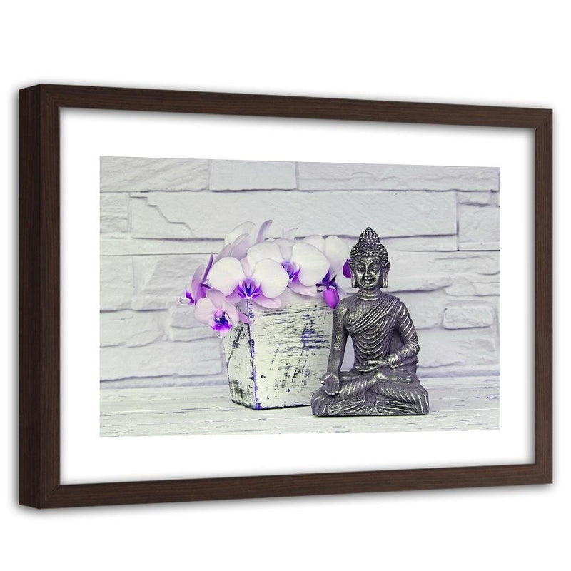 Glezna brūnā rāmī - Buddha With Flower  Home Trends DECO