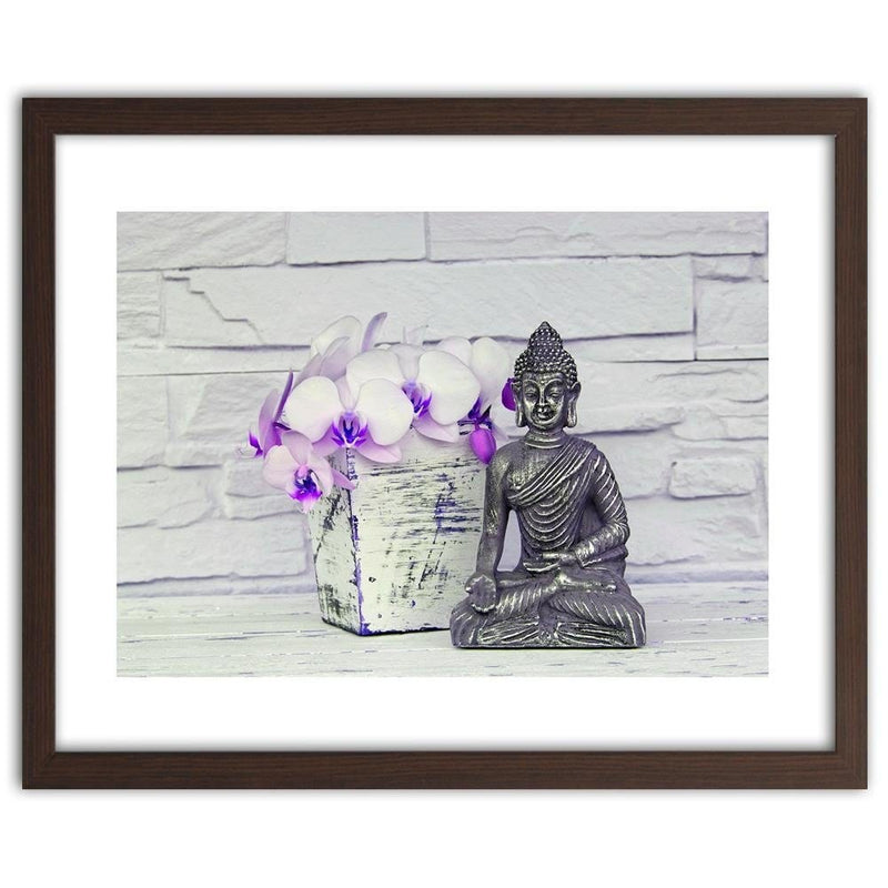 Glezna brūnā rāmī - Buddha With Flower  Home Trends DECO