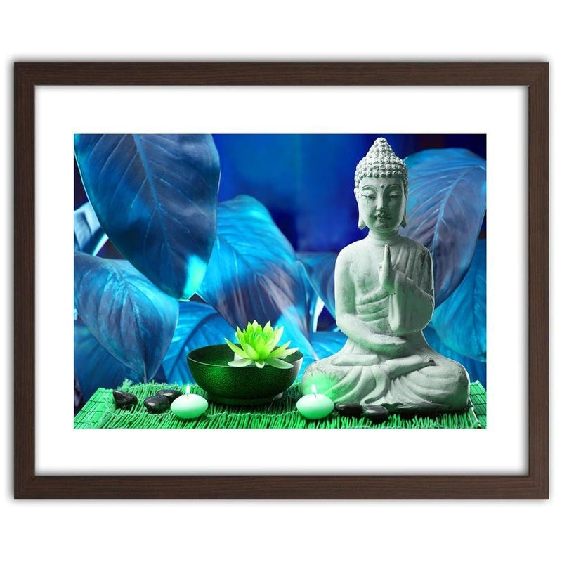 Glezna brūnā rāmī - Buddha With Lily  Home Trends DECO