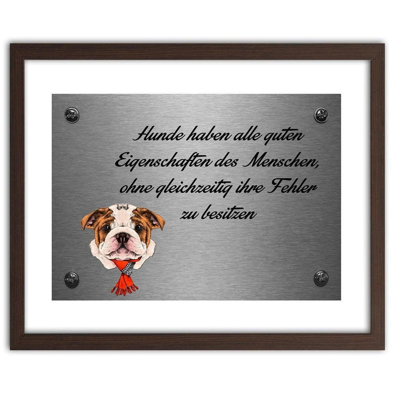 Glezna brūnā rāmī - Bulldog With A Red Shawl  Home Trends DECO