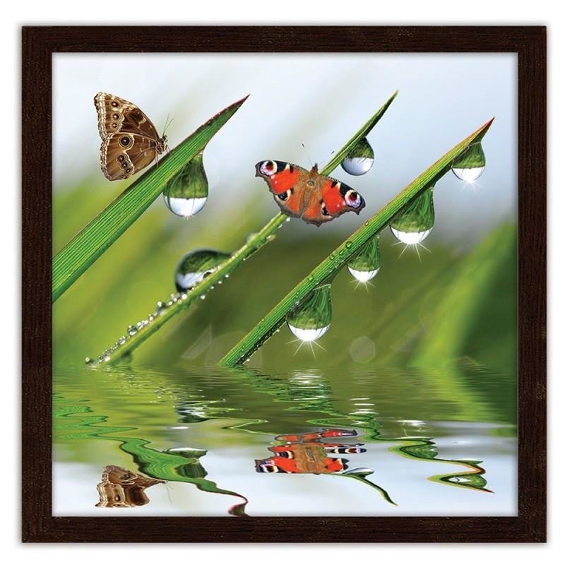 Glezna brūnā rāmī - Butterflies on the peeled grass  Home Trends DECO