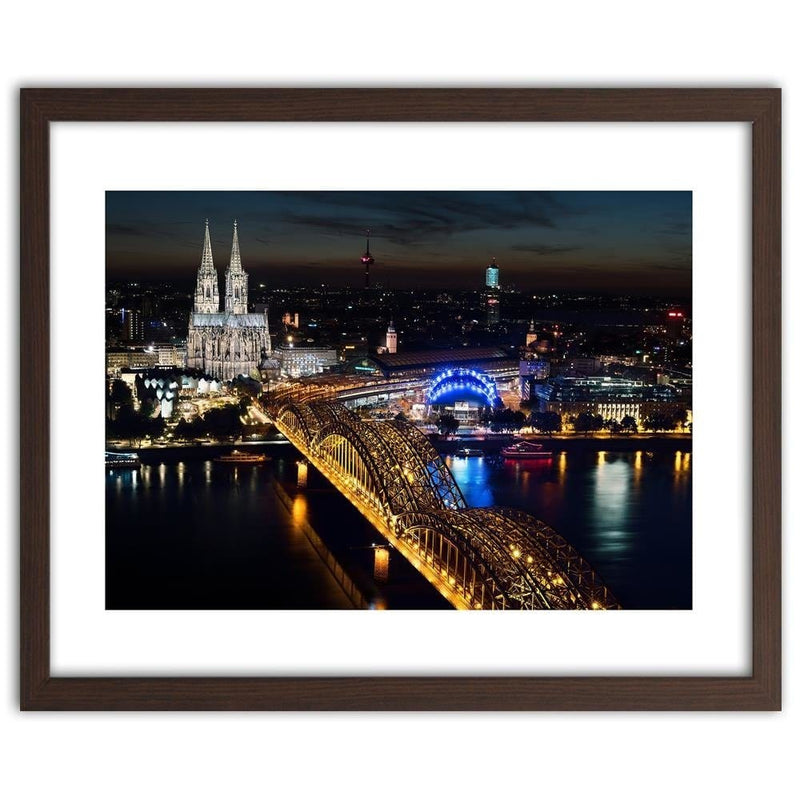 Glezna brūnā rāmī - Cathedral And Bridge Cologne  Home Trends DECO