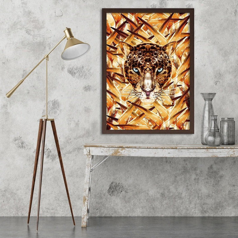 Glezna brūnā rāmī - Cheetah Image Animal Print Orange  Home Trends DECO