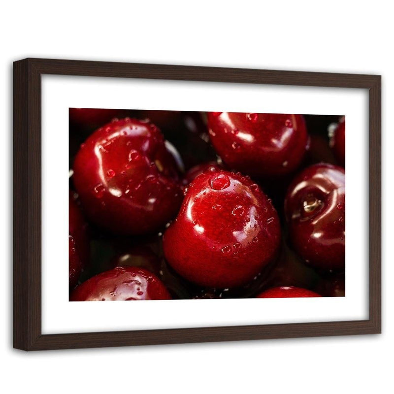 Glezna brūnā rāmī - Cherries In Water Drops  Home Trends DECO