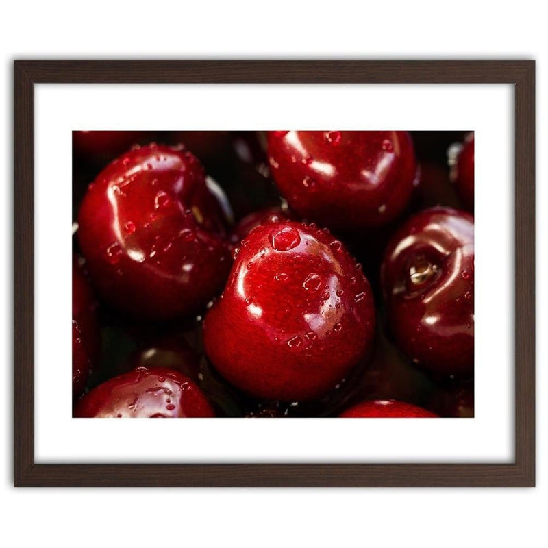 Glezna brūnā rāmī - Cherries In Water Drops  Home Trends DECO