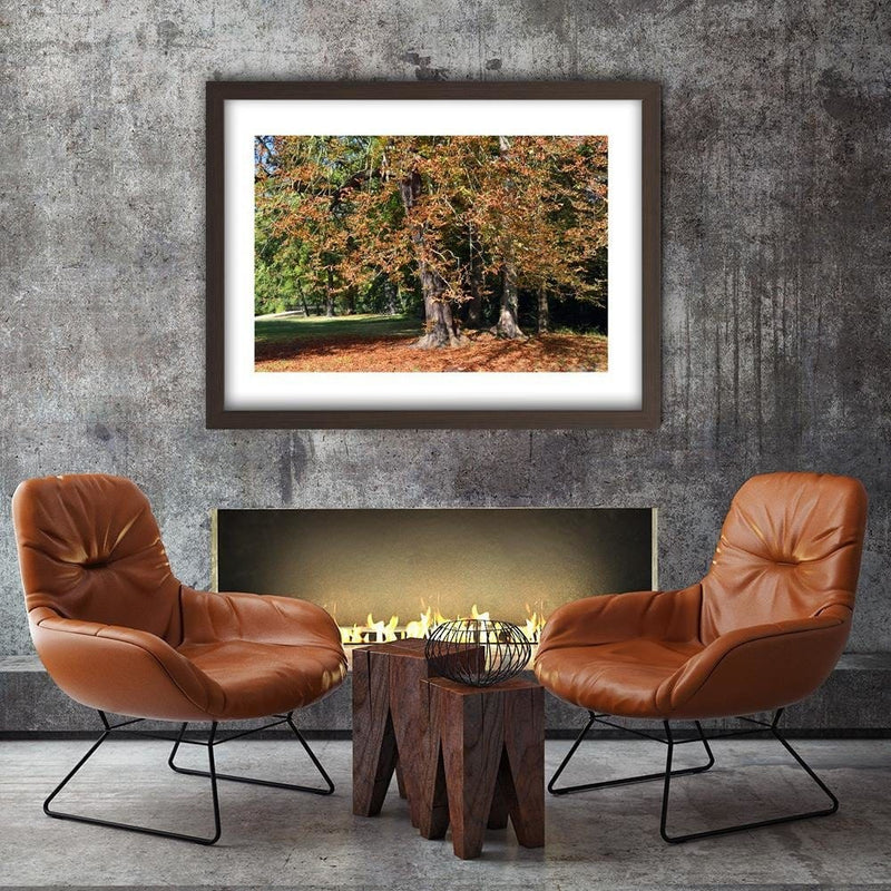 Glezna brūnā rāmī - Chestnut Trees In Autumn  Home Trends DECO