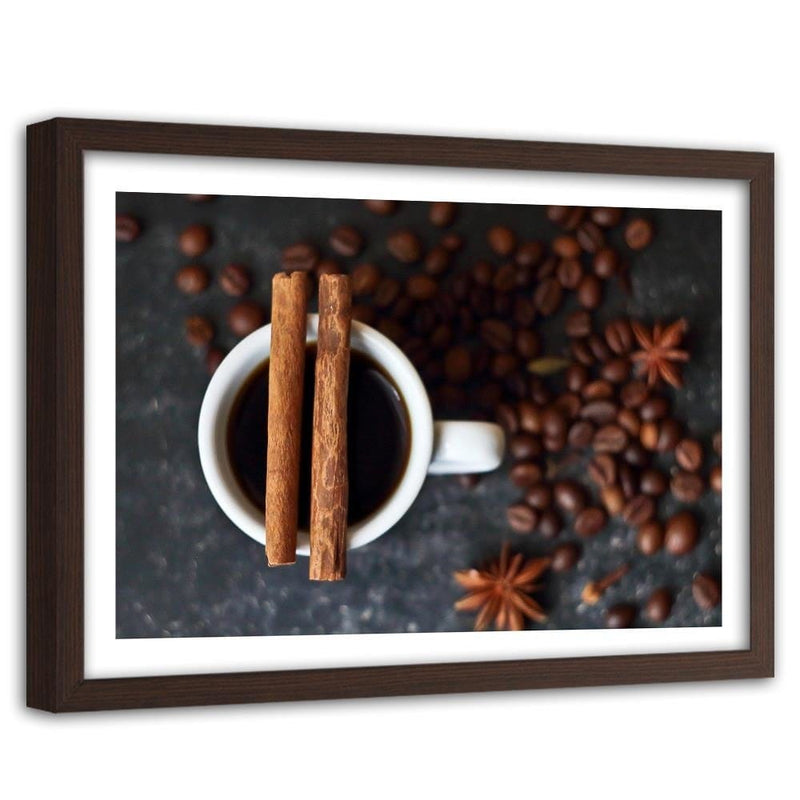 Glezna brūnā rāmī - Cinnamon Cup Of Coffee  Home Trends DECO