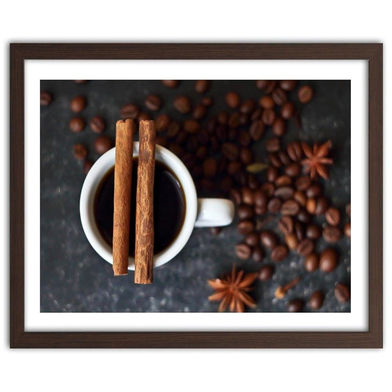 Glezna brūnā rāmī - Cinnamon Cup Of Coffee  Home Trends DECO