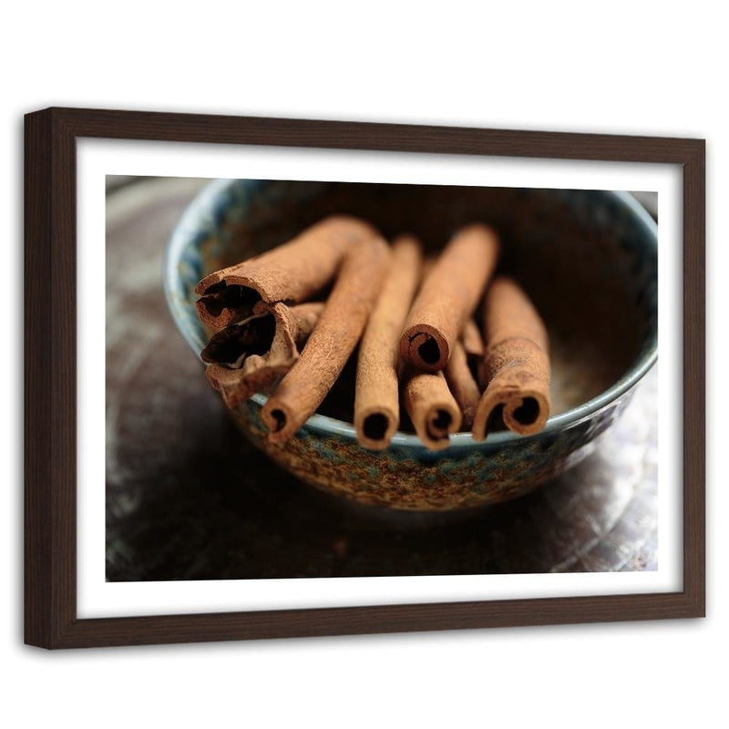 Glezna brūnā rāmī - Cinnamon Sticks In A Bowl  Home Trends DECO