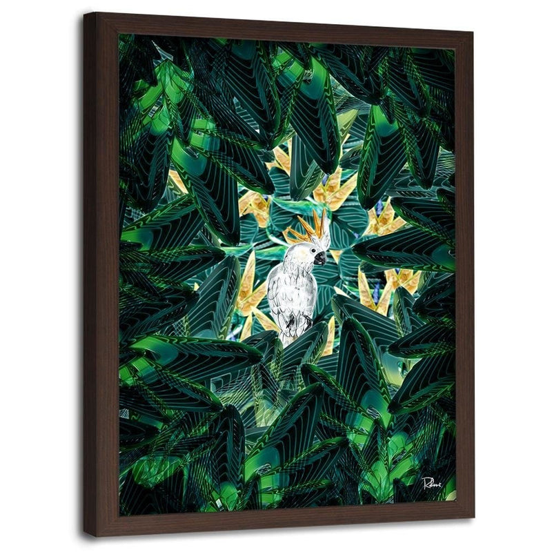 Glezna brūnā rāmī - Cockatoo Image Tropical Green  Home Trends DECO