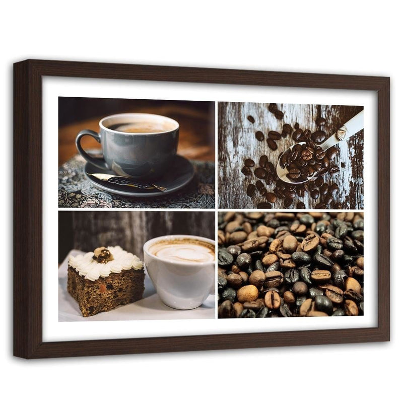 Glezna brūnā rāmī - Coffee Beans And Cake  Home Trends DECO