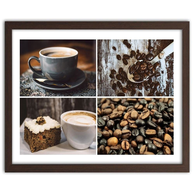 Glezna brūnā rāmī - Coffee Beans And Cake  Home Trends DECO