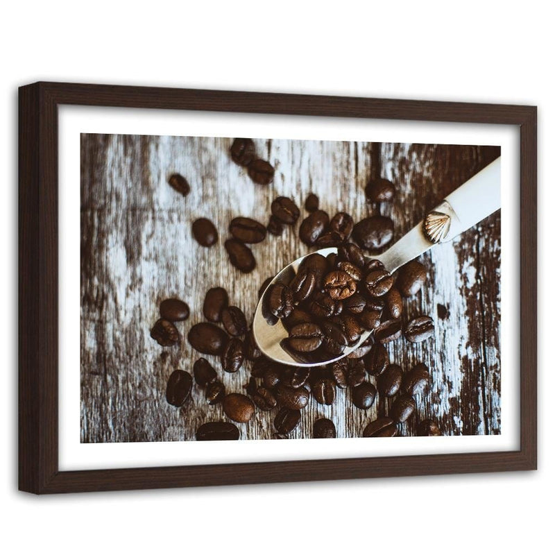 Glezna brūnā rāmī - Coffee Beans On A Spoon  Home Trends DECO